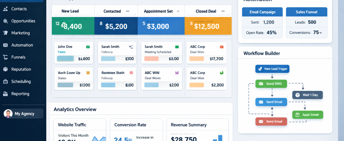 Digital Marketing with GoHighLevel dashboard and automation tools