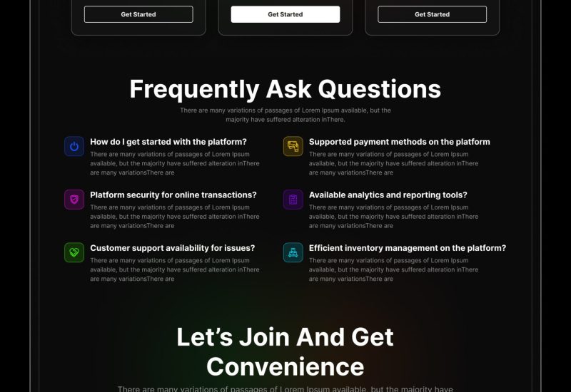 Professional website FAQ section layout designed for clear user guidance. Structured FAQ design created to improve user experience and clarity.