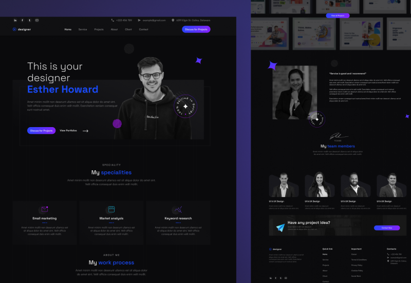 Portfolio project showing a dark-mode dashboard interface for web applications. Clean and structured UI design focused on usability and clarity.