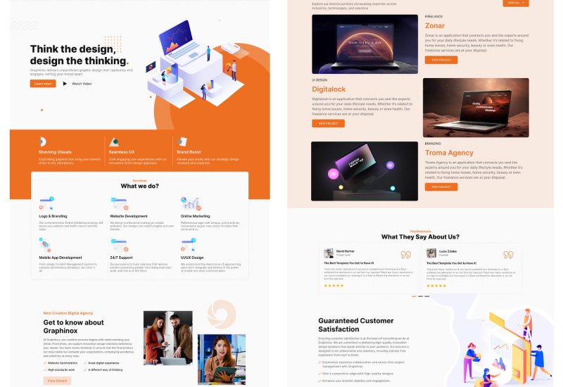 Portfolio project displaying a marketing website design with multiple sections. Creative web design solution built for strong online presence.